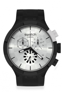 Silver Group RUCNI SAT SWATCH BIG BOLD CHEQUERED SILVER SB02B404