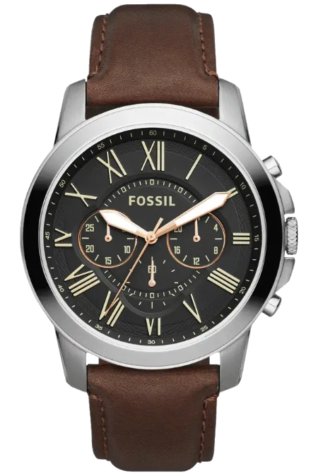 RUCNI SAT FOSSIL GRANT CHRONOGRAPH LEATHER FS4813 Silver Group