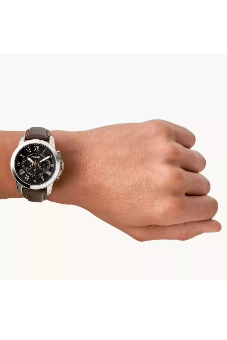 RUCNI SAT FOSSIL GRANT CHRONOGRAPH LEATHER FS4813 Silver Group