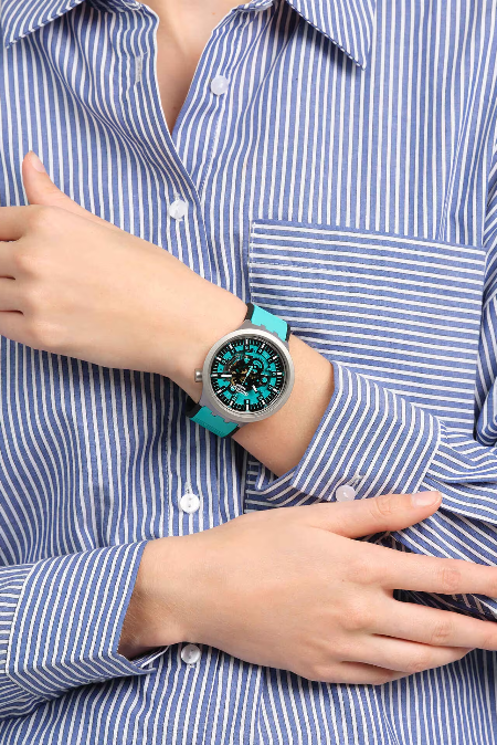 RUCNI SAT SWATCH BIG BOLD IRONY MINT TRIM SB07S111 Silver Group