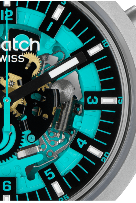 RUCNI SAT SWATCH BIG BOLD IRONY MINT TRIM SB07S111 Silver Group