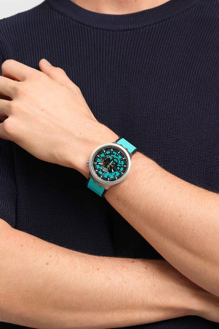 RUCNI SAT SWATCH BIG BOLD IRONY MINT TRIM SB07S111 Silver Group