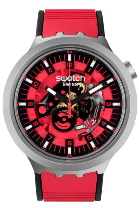 RUCNI SAT SWATCH BIG BOLD IRONY RED JUICY SB07S110 Silver Group