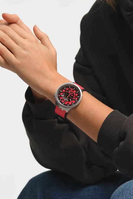 RUCNI SAT SWATCH BIG BOLD IRONY RED JUICY SB07S110 Silver Group