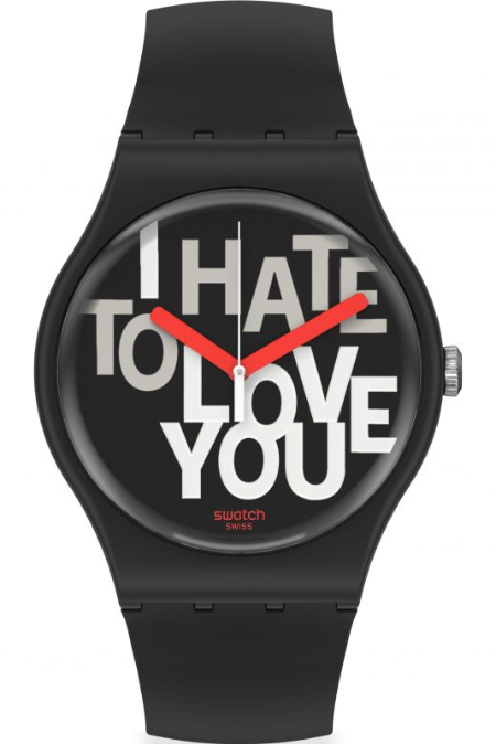 RUCNI SAT SWATCH Unisex Swatch Hate 2 Love Watch SUOB185 Silver Group