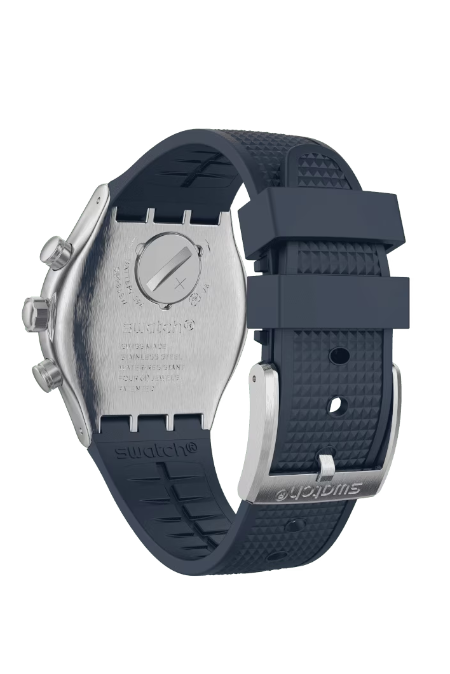 RUCNI SAT SWATCH BLUE GRID YVS454 Silver Group