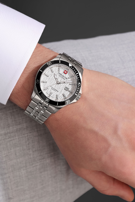 RUCNI SAT SWISS MILITARY HANOWA FLAGSHIP ELEMENTS AIR SMWGH0006702 Silver Group