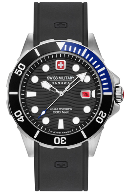 RUCNI SAT SWISS MILITARY HANOWA Offshore Diver 06-4338.04.007. Silver Group