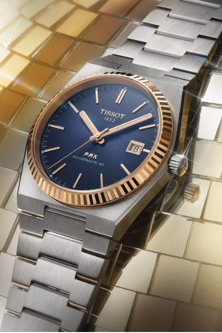 RUCNI SAT TISSOT  PRX Powermatic 80 Steel & 18K Gold Bezel T931.407.41.041.00 Silver Group